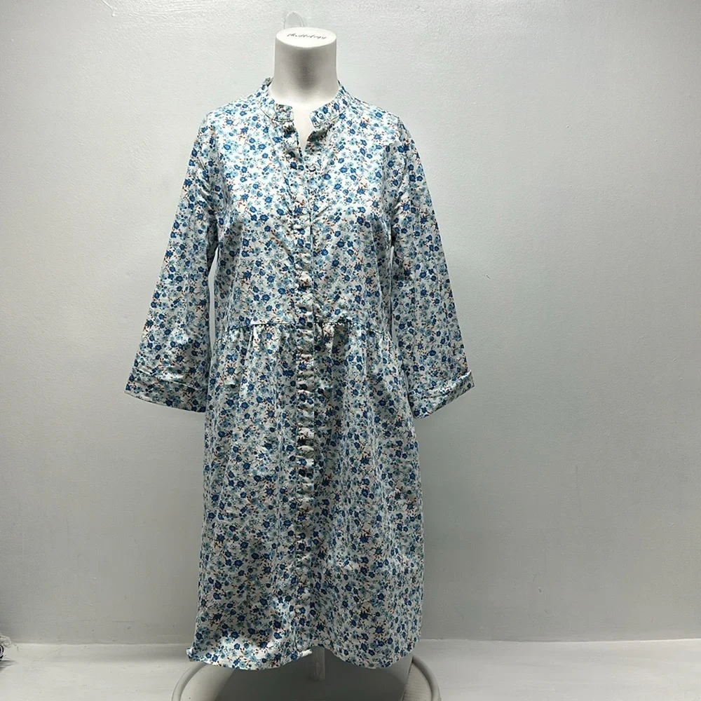 Tuckernuck Royal Shirt Dress Collared Bluebell Floral Ditsy Calico Blue Medium